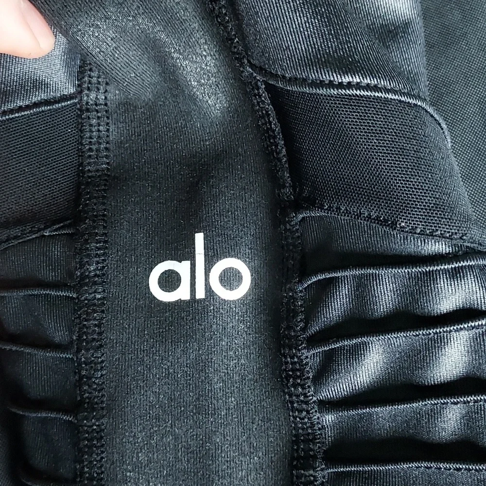 Alo High-Waist Moto Leggings Black Glossy 28
